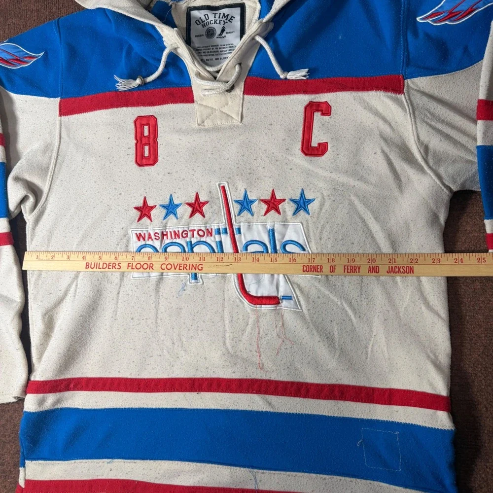 Old Time Hockey Washington Capitals Alex Ovechkin 8 Lace Up Hoodie Mens L Blue